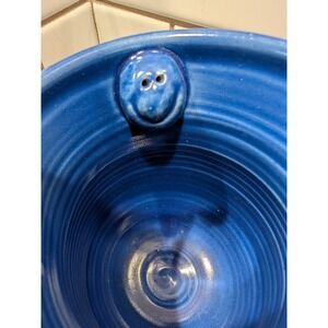 Handmade Blue Pottery Mug with Smiley Face Inside – 5" Ceramic Coffee Cup